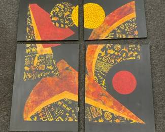 Black Abstract 4 Piece Canvases