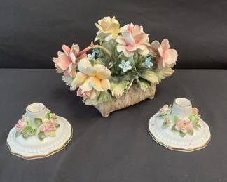 Vintage 3Piece Porcelain Floral Decor