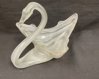 Marbled Glass Swan Dish