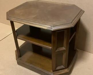Vintage Octagonal Wooden Tiered Side Table