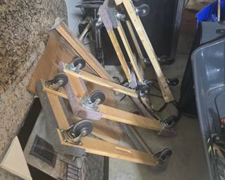 Four wooden dollies,picture, grante countetop