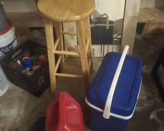 Gas container, cooler, barstool, can paint 