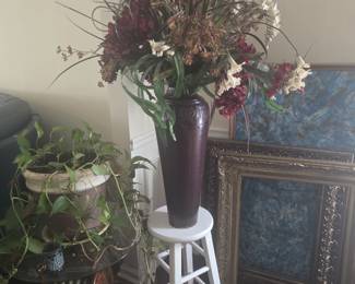 Maroon Flower Arrangement, Barstool
