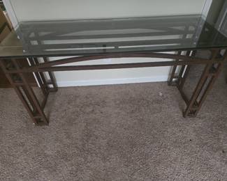 Heavy Glass and Brass Entrance Table (glass 3/4 inches thick)