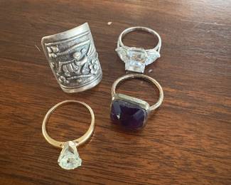 Jewelry:  14K gold band, Sterling, and costume rings