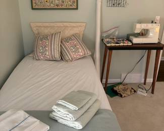Twin mattress set, Sewing machine and side table