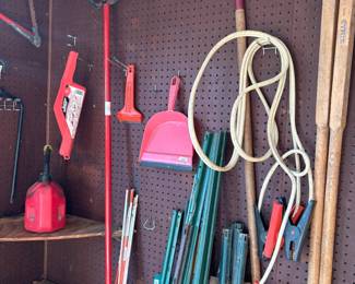 Garden stakes, racks and brooms