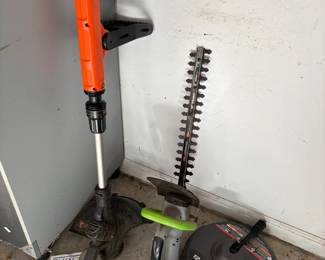 Black and Decker trimmer and Ryobi hedge trimmer