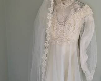 Wedding dress and veil