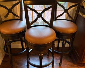 3 swivel barstools with leather seats 