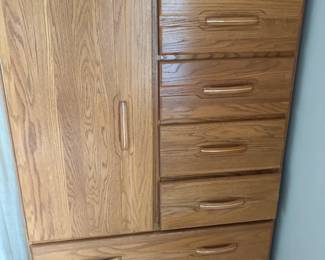 Tall oak wardrobe chest of drawers