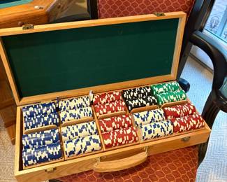 Poker chips in box