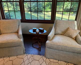 Pair of  Armchairs - matched set shown with pedestal drink table