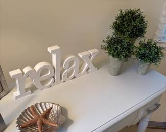 White desk or console - shown with relaxing decor