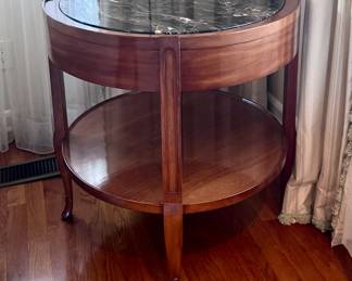 Marble inset two tier table