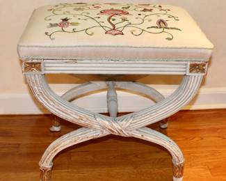 Gustavian x-form with Embroidered seat