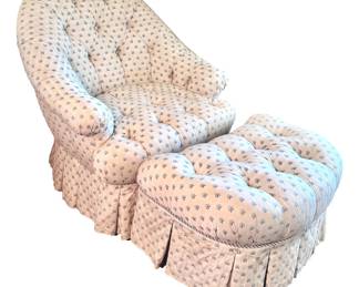 Overstuffed Tufted Down chair with ottoman