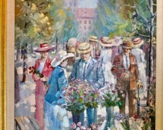 Flower market oil on canvas