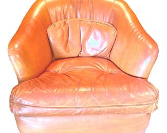 One of a pair of Saddle Leather Swivel Chairs