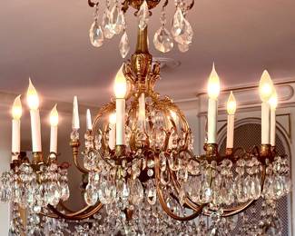 Antique Crystal and Dore Chandelier