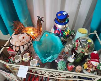 Art Glass, Salt Lamp, Stained Glass Turkey. Large Glass Snowman, Snowflake, Miscellaneous Figurines