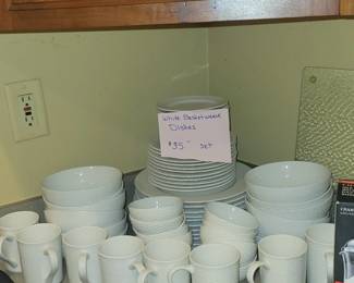 White Basket weave everyday dishes