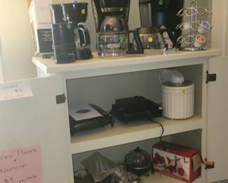 Coffeepots, waffle maker, ice cream maker