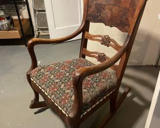 Vintage Victorian Style Carved Mahogany Rocking Chair