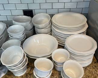 Vintage White Stoneware Octagonal Dinnerware Set