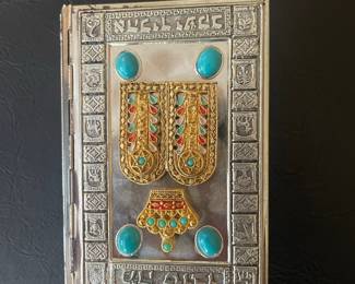 Vintage Silver-Plated and Enamel Judaica Siddur with Turquoise Cabochons