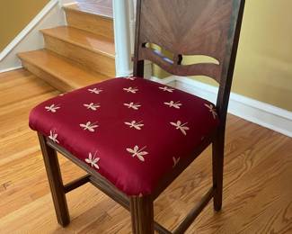 Vintage Art Deco Style Side Chair with Dragonfly Upholstery