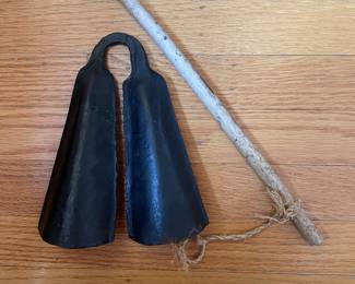 Vintage Agogo Bells with Striker, Made in Taiwan