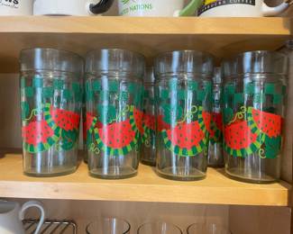 Vintage Anchor Hocking Watermelon Jelly Jar Glasses