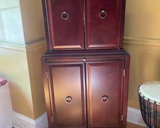 Dark Cherry Two-Tier Bar Cabinet