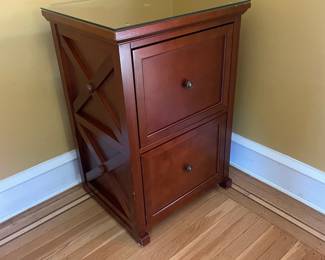 Two-Drawer Filing Cabinet with Glass Top