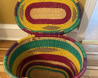 Vintage Bolga African Style Woven Storage Basket