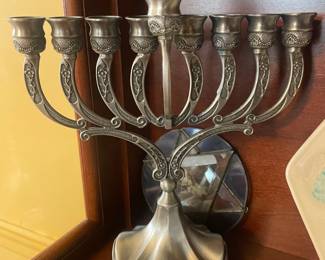 Vintage Silver-Plated Menorah with Floral Motifs