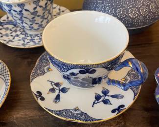 Bombay Company Vintage Porcelain Lidded Tea Cup and Saucer Set