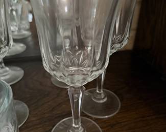 Cut crystal wine glasses with faceted stems, set of several