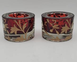511h Pair of ruby red and clear art glass
