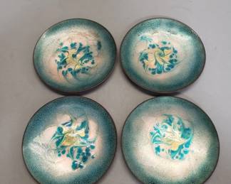 391 Four Midcentury Modern enameled copper side