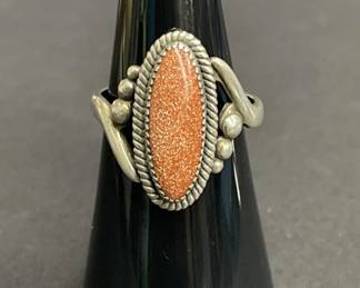 505h Sterling silver ring with orange druzy quartz