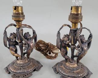 30 Pair of Elkington Co. brass cherub figural