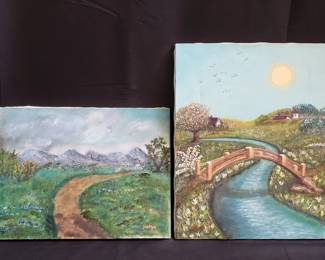 157 Pair of Kelga oil paintings on canvas