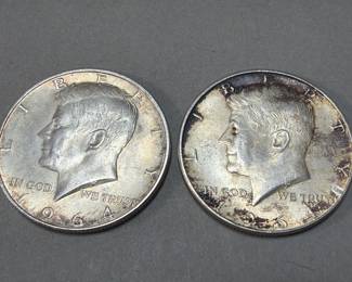 46 Pair of 1964D Kennedy half dollar coins