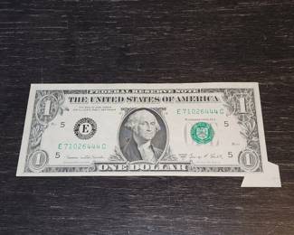 399h 1969D US $1 bill error butterfly fold error