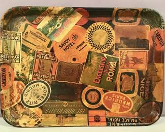 579 Large vintage papiermch tray with