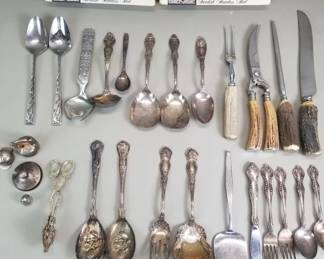 435 Group of silver plate and stainless steel flatware