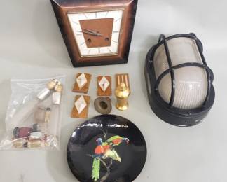 413 Box of miscellaneous items , light fixture,