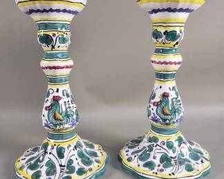 108 Pair of hand painted majolica ceramic candle